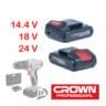 Batterie originale Crown 14.4V/18V/24V pour visseuse - Accumulateur haute performance avec indicateur de charge et connecteurs renforcés