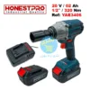 cle choc honestpro yae3406 Algérie | Boulonneuse 20V 2.0Ah dounle Batteries et chargeur sur un Fond Blanc