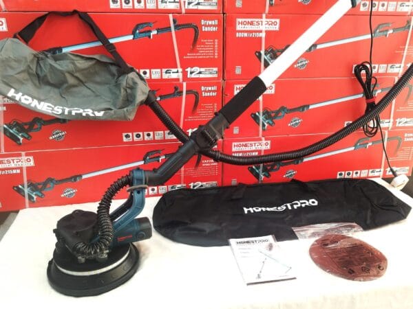 Ponceuse girafe électrique Honestpro 900W avec bras télescopique - outil professionnel pour ponçage mural sans effort, diamètre 215mm