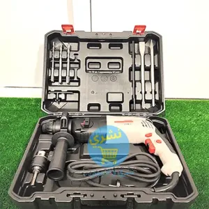 Marteau Piqueur Crown 850w (CT18032) dans sa mallette de transport avec ses accessoires (forets, burins).