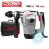 Le marteau piqueur Crown 1500W CT18158 et sa mallette de transport, affichant la puissance 1500W et la capacité 36mm, essentiel pour les chantiers en Algérie.