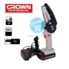 Mini scie à chaine CT25011H-2 BMC avec double Batterie et avec logo crown sur un fond blanc