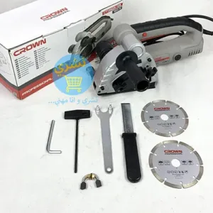 La Meuleuse Double Disque Crown CT13525 (125mm) offre une puissance de 1500w 125mm CT13525 avec accessoires et Boite emballage Produit Sur un Fond Blanc