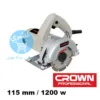 Grand Vue sur la scie circulaire 1200w 110w crown ct15081 avec logo Crown D'origine sur un planc Blanc