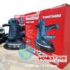 ponceuse orbitale rotatif HonestPro bleue de 1200W et 215mm de diamètre, avec éclairage LED intégré, présentée dans son emballage rouge "Drywall Sander" et logo "Industrial Quality".