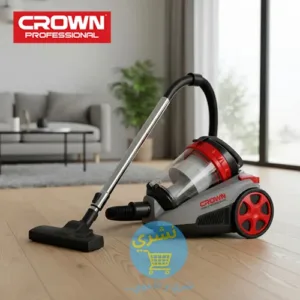 Aspirateur Professionnel Sans Sac 3L 1800 W CROWN CT42055 avec logo crown et necheri dans un salon avec parquet marron